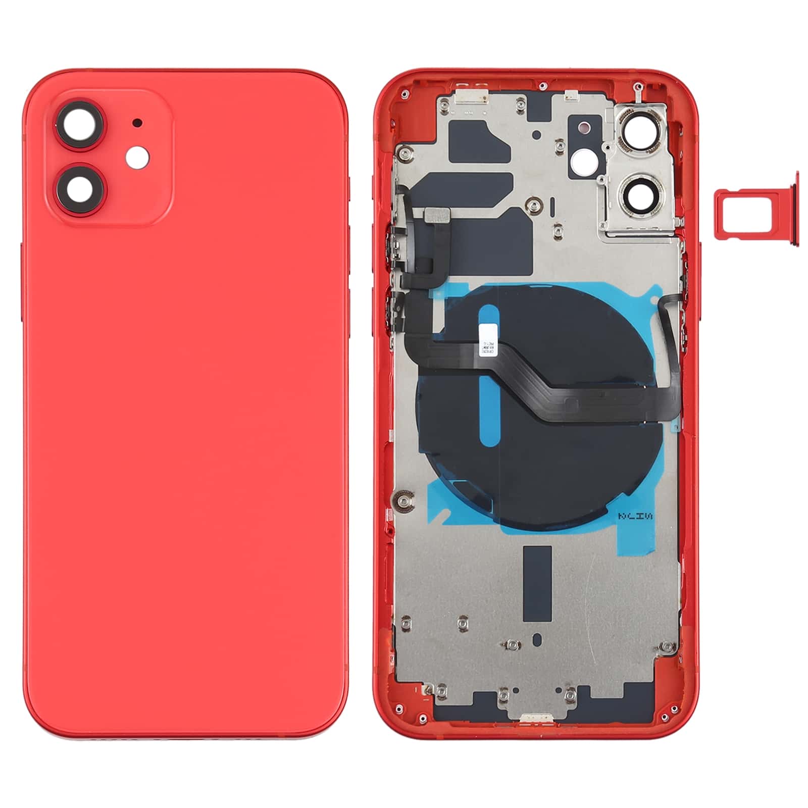 Complete Housing Body for iPhone 12 Red with Side Keys Sim Tray ...